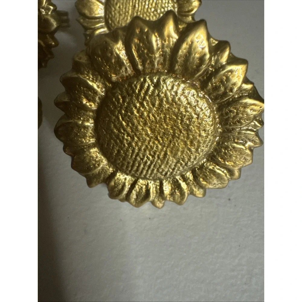 Pottery Barn Napkin Rings - Brass Sunflower, Set Of 4